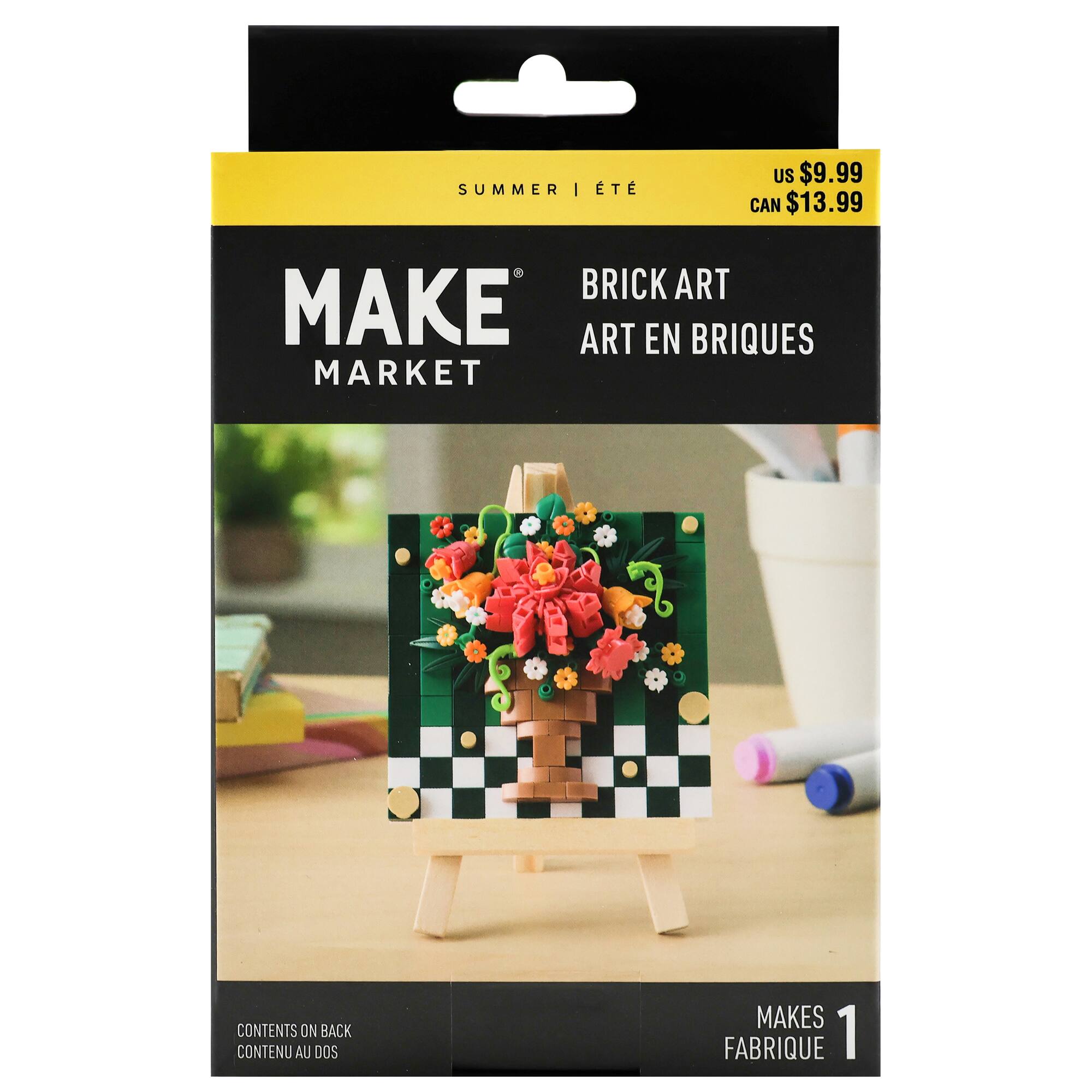 Green Floral Brick Art Kit with Wooden Easel by Make Market®